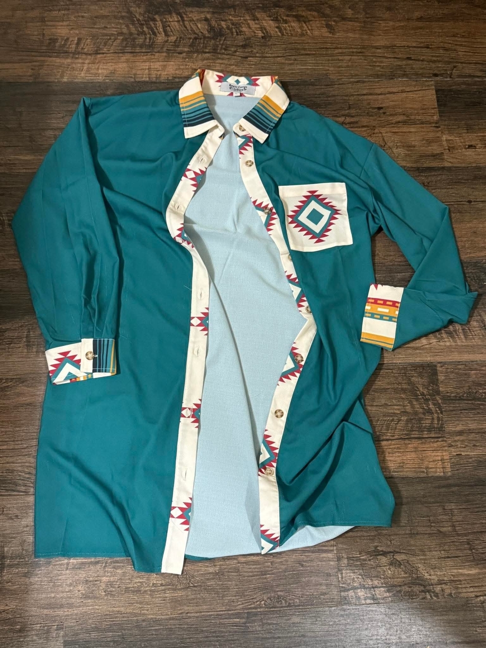 ROWDY CROWD CLOTHING Dutton Teal Aztex Midi Dress Or Duster Plus Size XXL - Picture 8 of 12